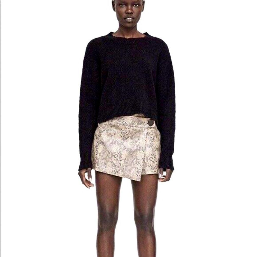 NEW! ZARA Basic Python Print Faux Suede Wrap Skort-Size XS